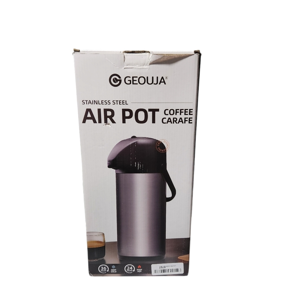 Geouja Airpot Coffee Carafe for Keeping Hot or Cold  102oz Stainless Steel